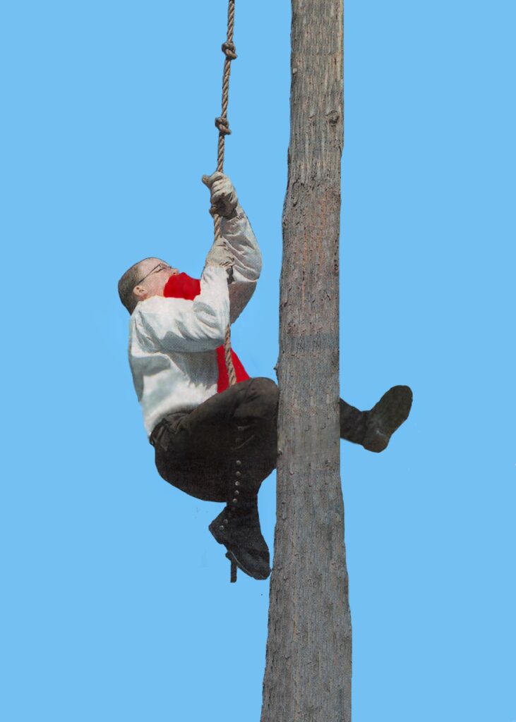 Clifford Washer Capping the Liberty Pole in Wilson Park Bedford_ MA in 2000